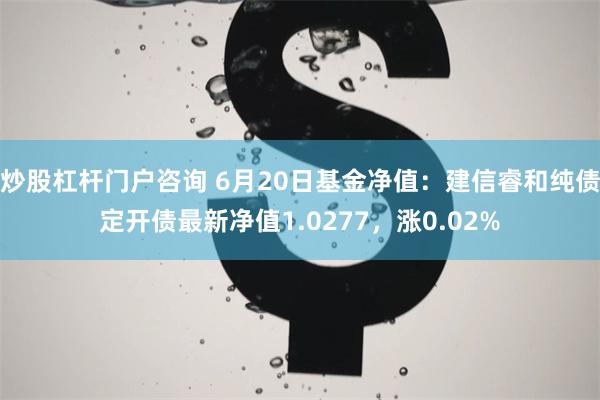 炒股杠杆门户咨询 6月20日基金净值：建信睿和纯债定开债最新净值1.0277，涨0.02%