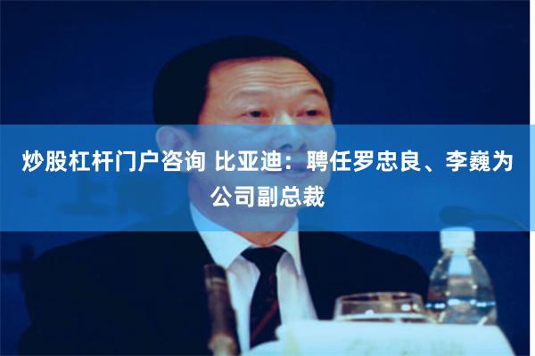 炒股杠杆门户咨询 比亚迪：聘任罗忠良、李巍为公司副总裁