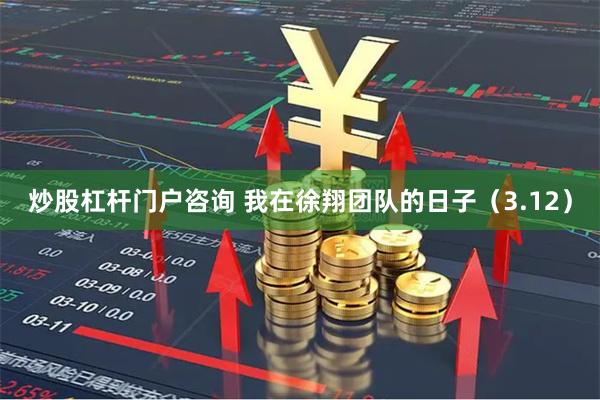 炒股杠杆门户咨询 我在徐翔团队的日子（3.12）