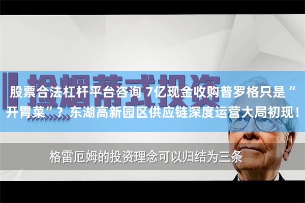 股票合法杠杆平台咨询 7亿现金收购普罗格只是“开胃菜”？东湖高新园区供应链深度运营大局初现！